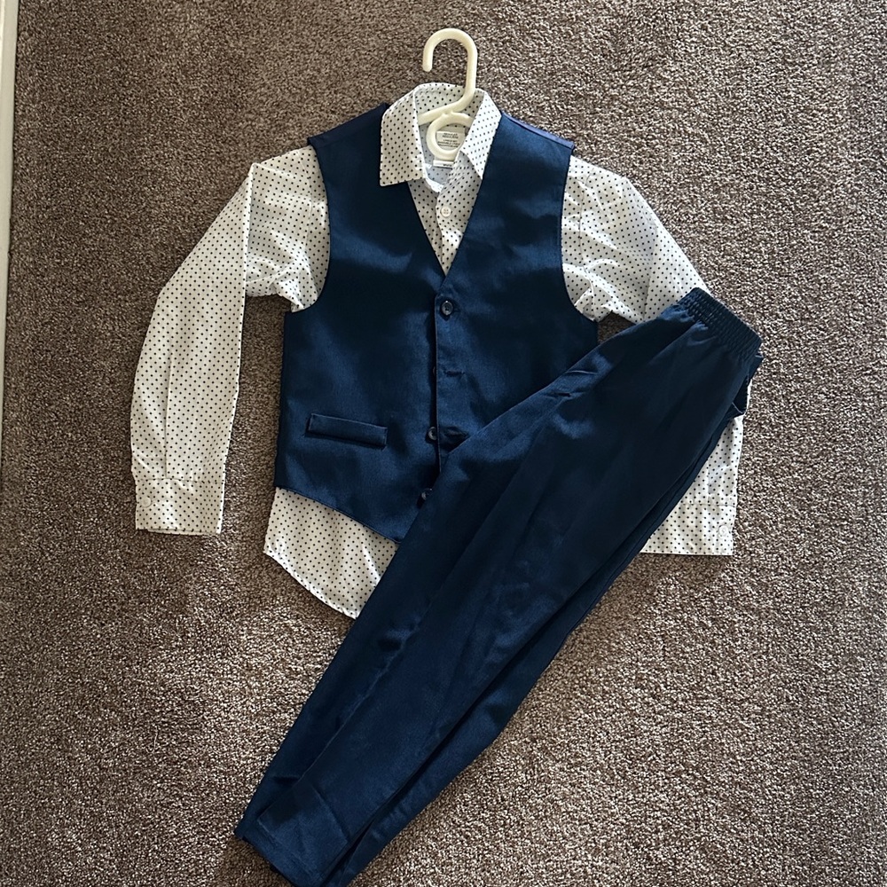 Van Heusen Kids Navy Vest Set with White Shirt